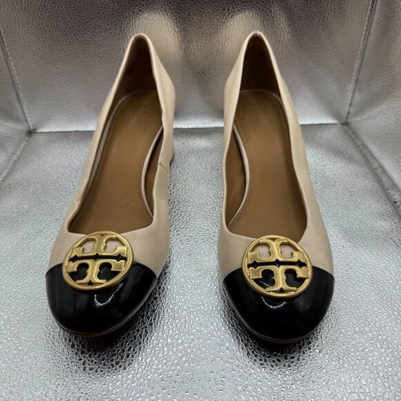 Size‎ 10.5 Tory Burch Womens Cream Chelsea 50mm Soft Nappa Leather Pump Shoes - Picture 3 of 9
